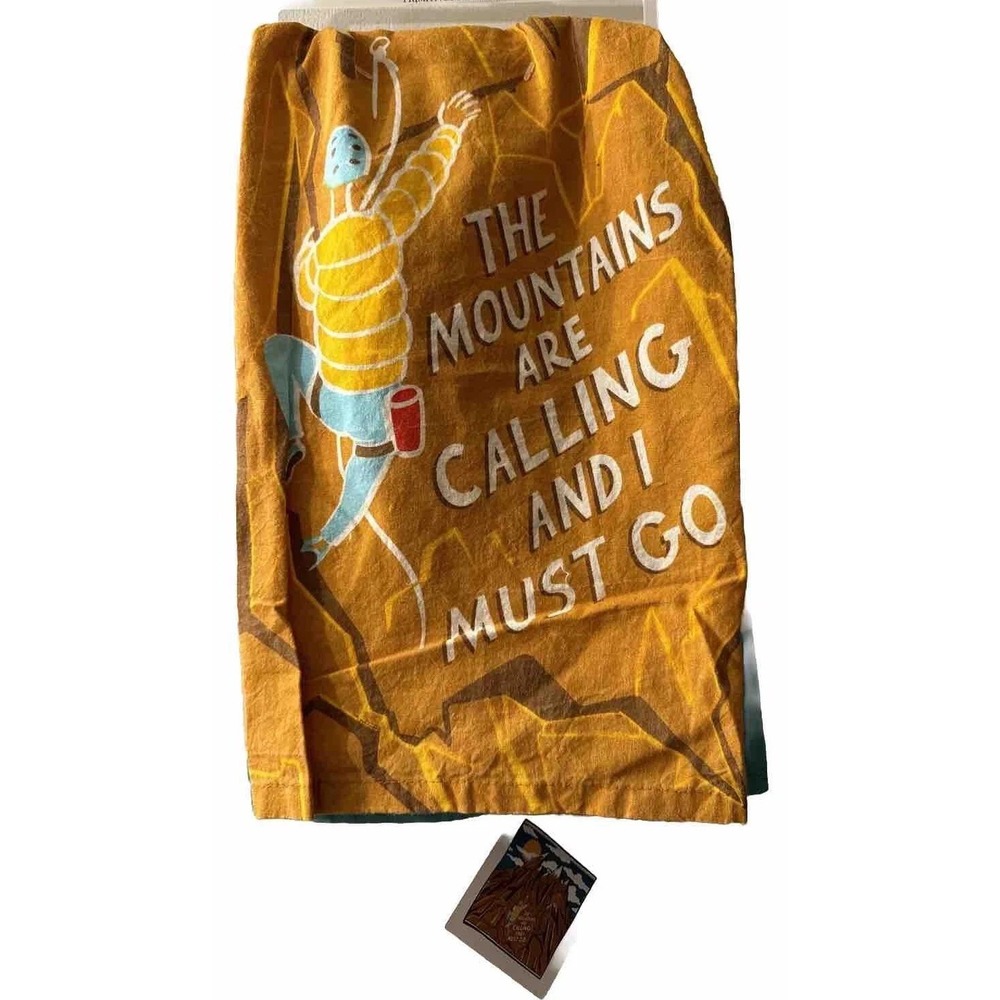 Primitives by Kathy Tea Towel Mountains Are Calling And I Must Go 28 x 28 India